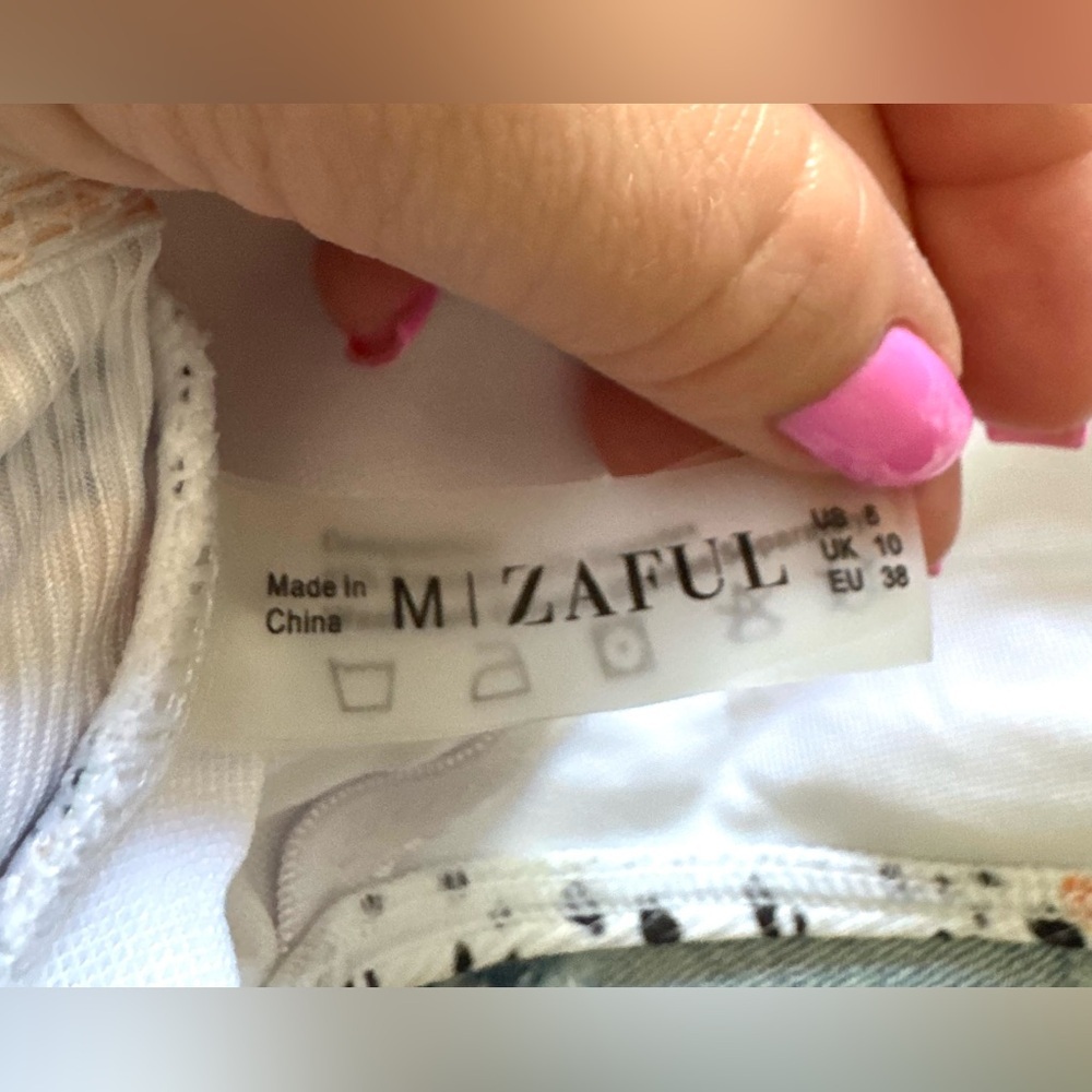 NWT ZAFUL Orange and Black Patterned Swimsuit (US 6) - Picture 7 of 8